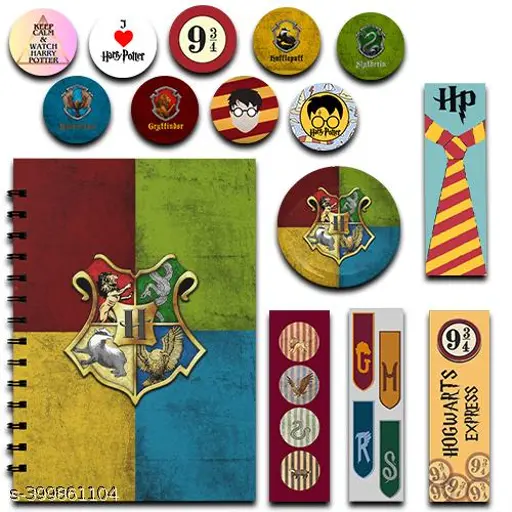Harry Potter House Crest A5 Notebook Combo – Notebook + Bookmarks + Badge + Stickers